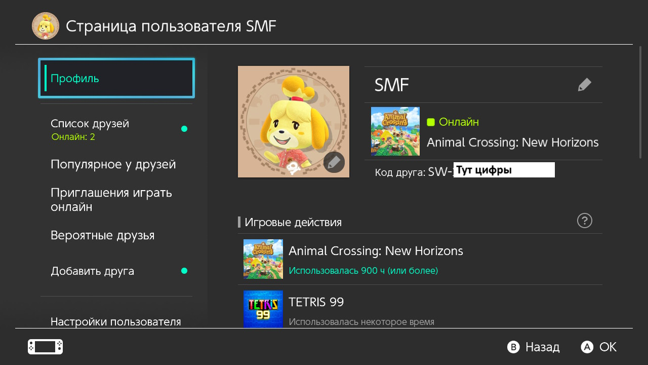 Профиль со SW-кодом
